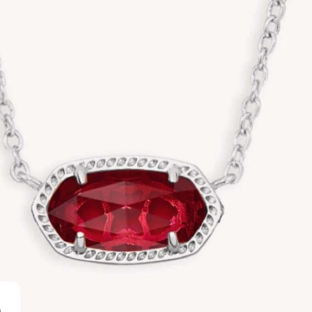 Kendra Scott Elisa Silver Pendant Necklace in Berry Glass
